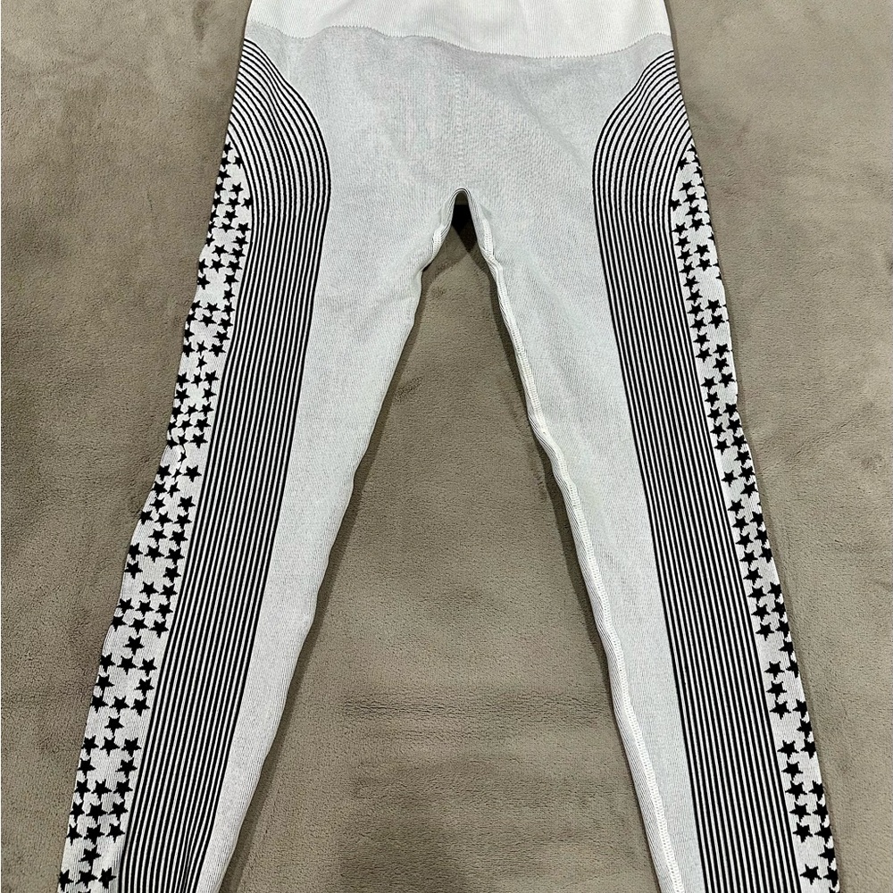 NWT Black and White Leggings with Cutout Pattern